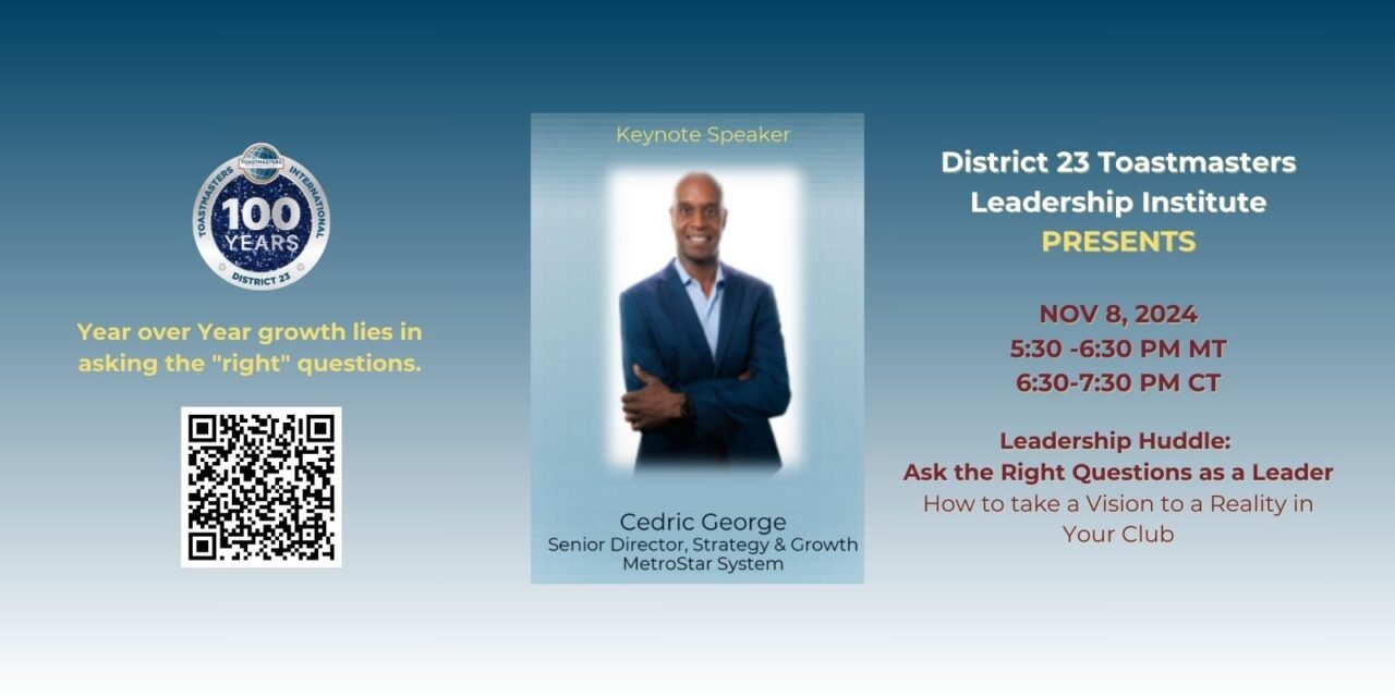 District 23 Welcomes Maj Gen (ret) Cedric George giving a virtual keynote speech