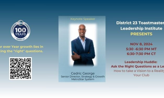 District 23 Welcomes Maj Gen (ret) Cedric George giving a virtual keynote speech