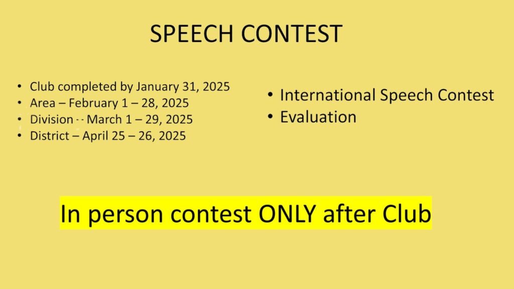 Speech contest schedule